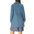 thumbnail image 4 of Agnes Orinda Women's Plus Size Winter Coats Notched Lapel Single Breasted Outerwear Elegant Long Trench Coat with Pocket 2X Blue, 4 of 8