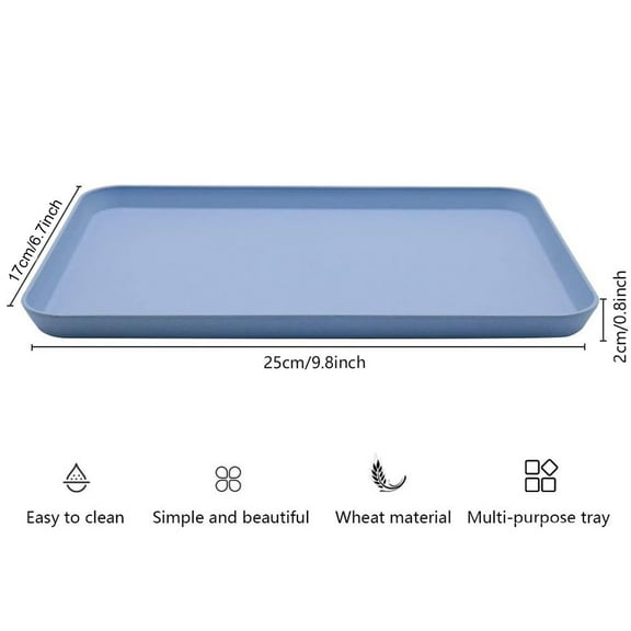 3 Pack 7" x 10" Plastic Serving Tray, Rectangular Serving Platters and Trays Cafeteria Trays Food Serving Trays, Large Lunch Trays for Serving Food Home Restaurant Dinning Room Organization, White