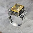 thumbnail image 3 of Roarsilver Zircon Ring-925k Unisex Silver Jewelry-Vintage Gemstone Ring-Gift for Him and Her-925k Turkish Handmade Sterling Silver Yellow Zircon Ring | 9, 3 of 6