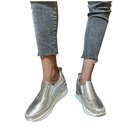 

Up to 30% off Zanvin Women s Fashion Sneakers Clearance Casual Work Shoes Non Slip Running Shoes Athletic Sneakers Thick Soled Sports Walking Shoes Silver Size 6.5