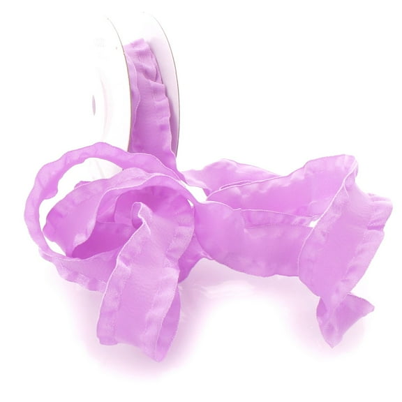 7/8" Satin Double Ruffle Ribbon 460 Lavender 3 Yard