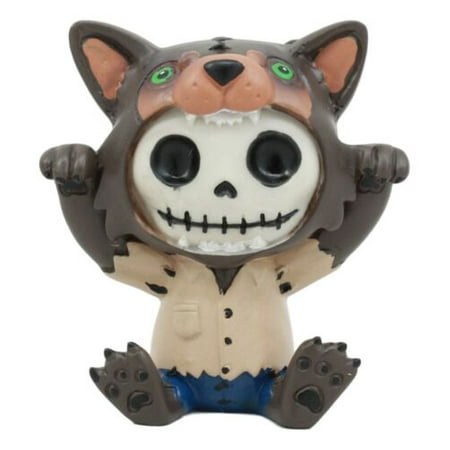Ebros Furrybones Wolfie The Werewolf Figurine Small 3 Inch Furry Bones Werewolf Or Wolf Skeleton Monster Statue Collectible