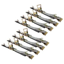 8 Pack 2'' x 16' E Track Ratchet Straps with J Hook & Spring E-Fittings, 3000 lbs - Gray Heavy Duty Etrack Ratchet Tie Down Strap for Enclosed Trailers, Trucks & Vans
