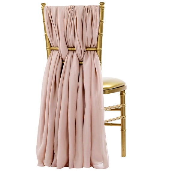 1 Set, 5pcs Pack of 19"X72" Chiffon Chair Sashes/Ties - Dusty Rose/Mauve For Weddings, Baby Or Bridal Showers, Birthday Festivities & Themed Party