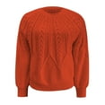 thumbnail image 5 of Hpapadks Women Sweaters Casual Solid Crew Neck Threaded Pullover Knitted Sweaters Womens Sweater Orange L, 5 of 5