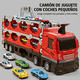 thumbnail image 2 of Transforming Toy Car Transport Truck With Collapsible Tracks And Alloy Cars, 2 of 6