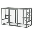 thumbnail image 2 of Pefilos 71 Inch Wooden Cat Cage with Waterproof Roof and Adjustable Pedals Suitable Rabbit Hutch, Gray, 2 of 11