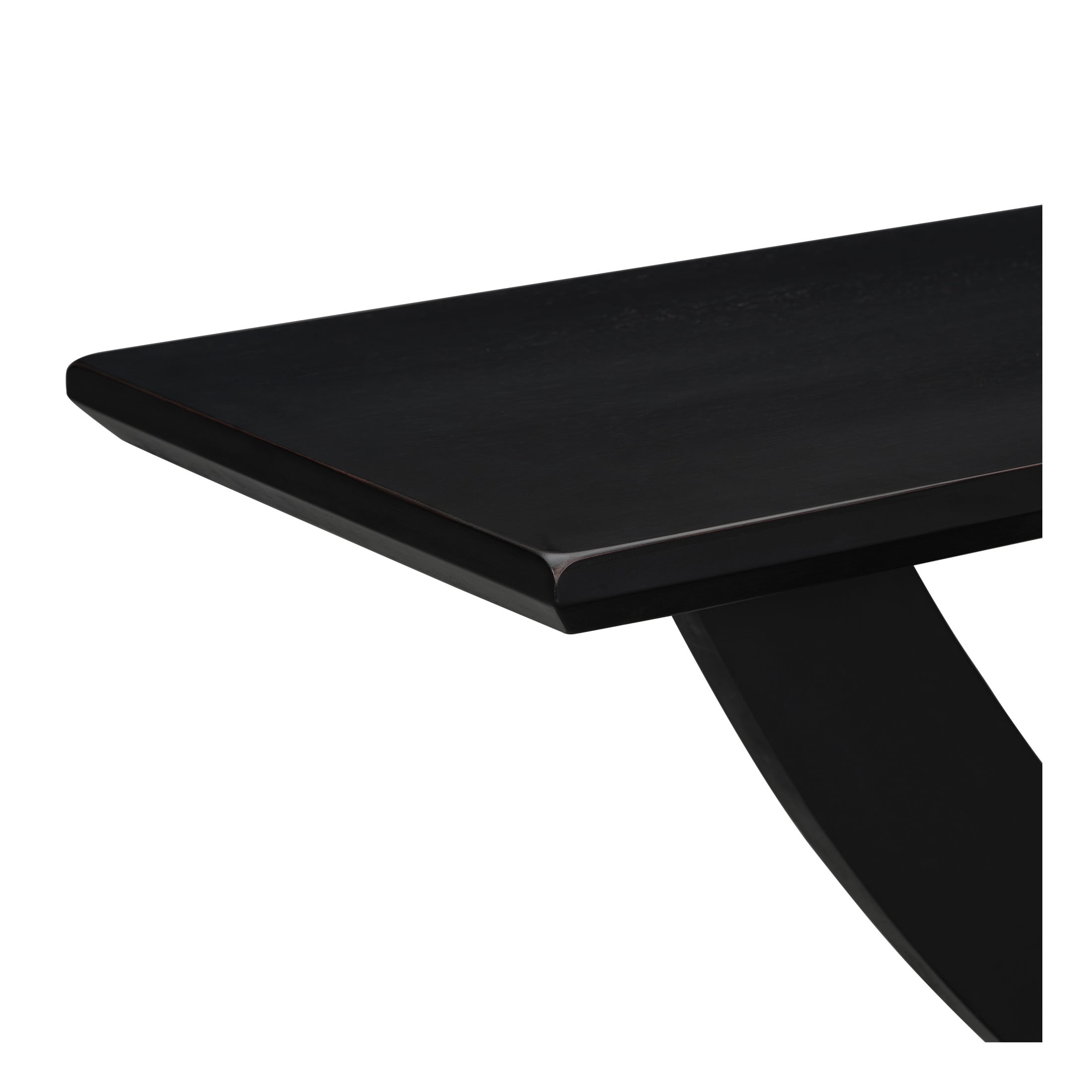 Minimalist 57-Inch Black Side Table with Cross-Leg Design