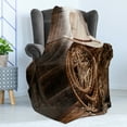 thumbnail image 4 of Western Soft Flannel Fleece Blanket, American West Rodeo Hat Traditional Ranching Robe on Wooden Ground Folk Art Photo, Cozy Plush for Indoor and Outdoor Use, 70" x 90", Brown Beige, by Ambesonne, 4 of 5