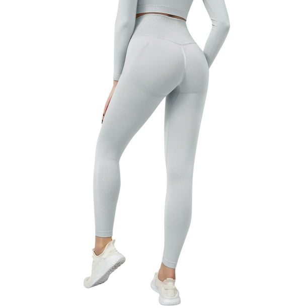 TOWED22 Women's Soft High Waisted Seamless Leggings Tummy Control Yoga Pants (Grey,L) 