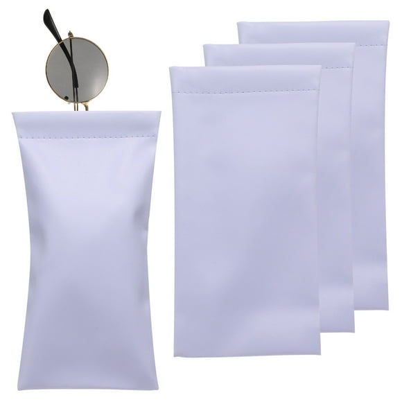 Estuche de gafas suave de 4 piezas, bolsa portátil de gafas con tapa de compresión, estuche de gafas de sol de cuero para mujeres (púrpura)