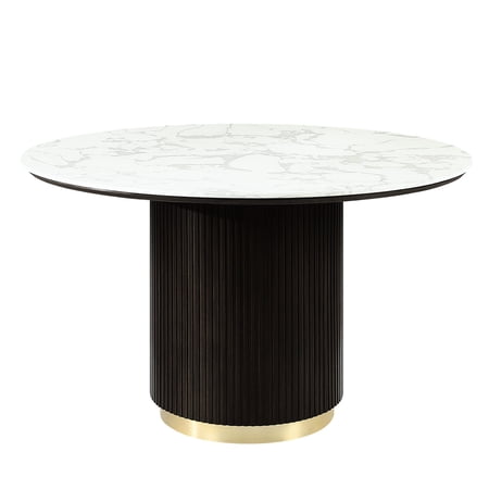 Modern Round Shape Artificial Marble Finish | Dining Table for Comfortable Gatherings