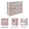 thumbnail image 5 of Sorbus 5-Drawer Dresser: Child Storage Chest for Bedroom and Nursery - Wood Top, Pink Fabric Bins, 5 of 9