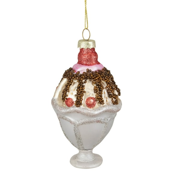 Northlight 4.5" Ice Cream Sundae Beaded Glass Christmas Ornament