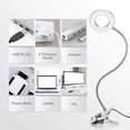 thumbnail image 4 of Lámpara de escritorio con clip USB, 48 LED flexibles de 360°, 3 colores y 10 niveles de brillo regulables, 7 W, ideal para cama, escritorio, mesita de noche o lectura (plateada), 4 of 5
