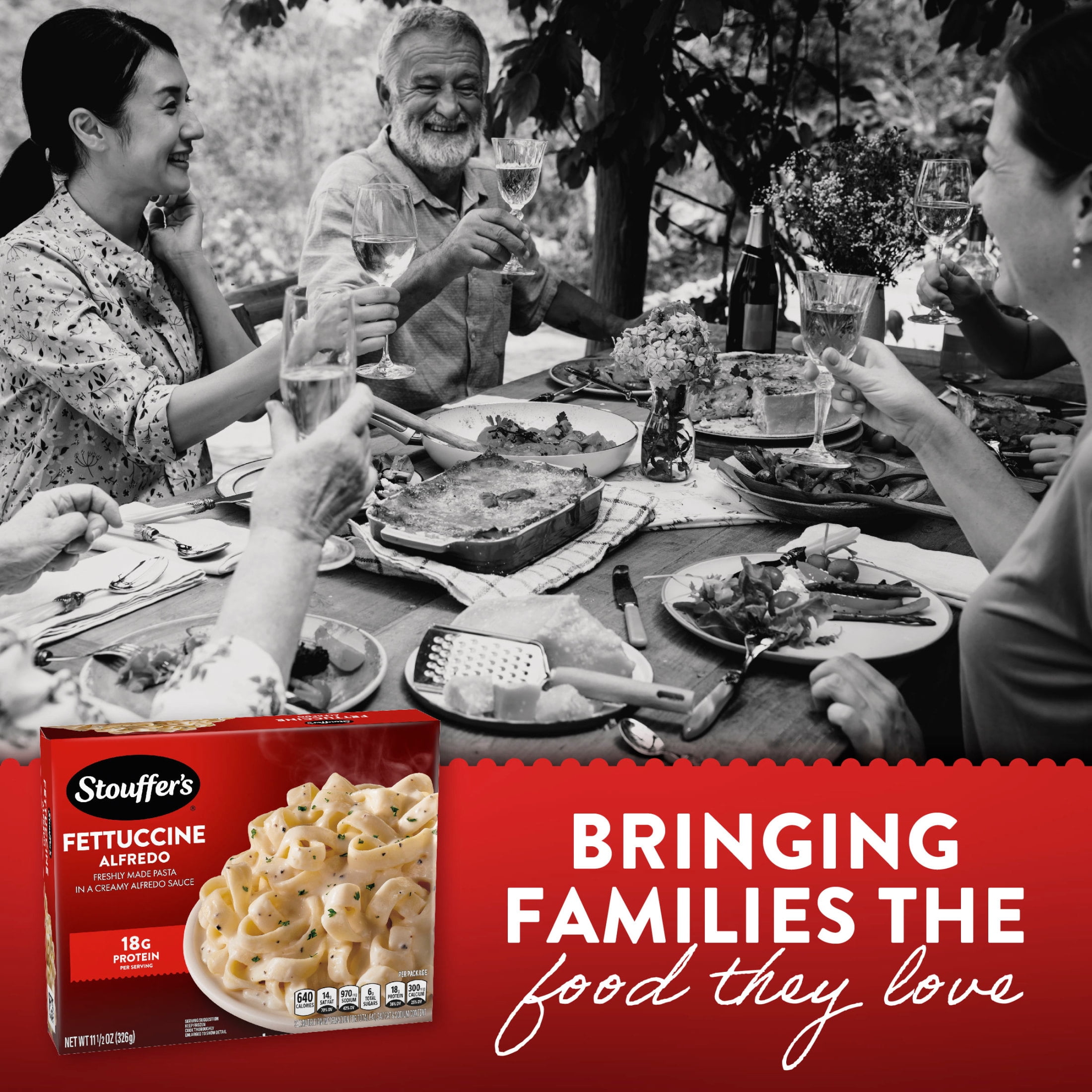 Stouffer’s Fettuccine Alfredo, Single Serve, Frozen Pasta, Single Frozen Meals 11.5 oz