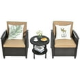 thumbnail image 4 of Pemberly Row 3-piece Contemporary Rattan Patio Furniture Set with Shelf in Brown, 4 of 11