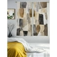 thumbnail image 3 of Black Brown Color Blocks Sheer Curtains 63 Inch Length 2 Panels Set, Abstract Geometric Art Voile Window Treatment Rod Pocket Curtains Sheers Drapes for Bedroom/Living Room/Kitchen 52x"63"x2, 3 of 7