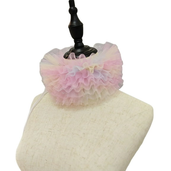 Yokua Colorful Mesh Ruffle False Collar Scarf Renaissances Small Neck Ruff Necklace