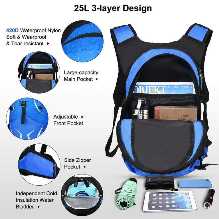 Vbiger Hiking Hydration Backpack with 2L Bladder Water Bag - Lightweight  BPA Free Hydration Pack Daypack Great for Hunting Climbing Running 