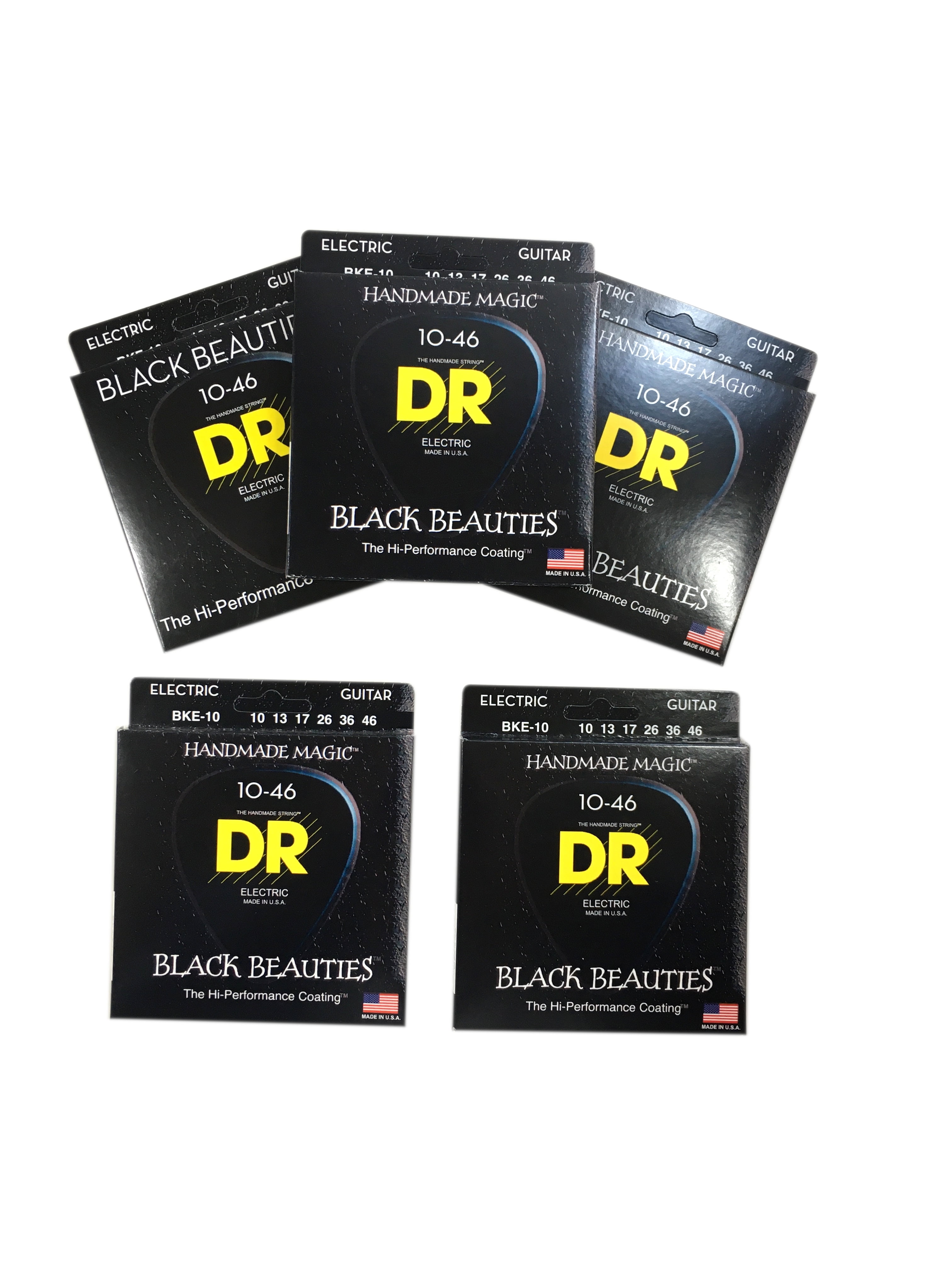DR Guitar Strings Electric 5-Pack K3 Black Beauties High Performance Coated 10-46