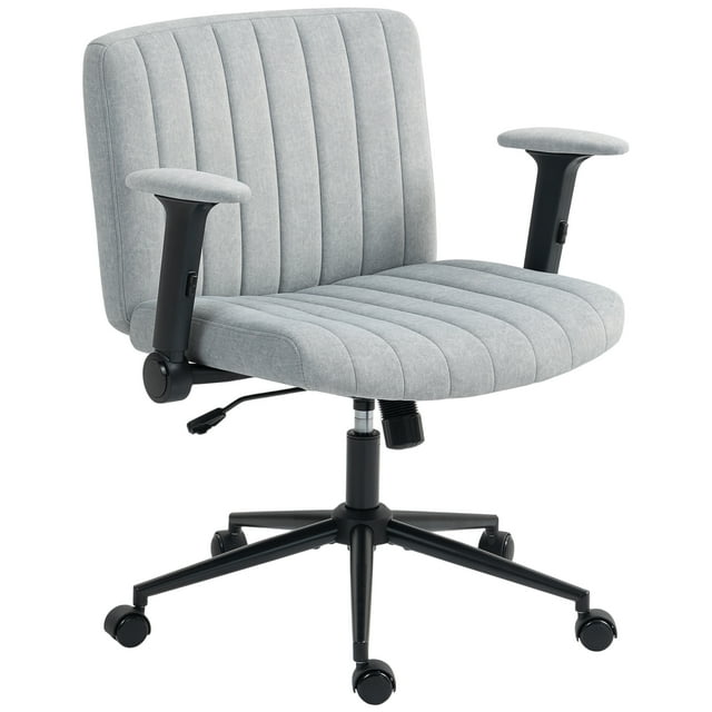 CoSoTower Chaise Croisée avec Accoudoirs Relevables, Roulettes, Grand Chaise de Bureau à Hauteur Réglable, Inclinable pour la Maison, Gris