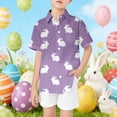 thumbnail image 2 of Shadoumai Easter Bunny Print Boys Short Sleeve Button Down Shirt With Stand Collar And Chest Pocket For Holiday, 2 of 4