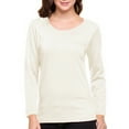 thumbnail image 3 of Women Winter Fleece Lined Crew Neck Long Sleeve Slim Fit Stretch Tight Shirt, 3 of 5
