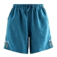 thumbnail image 4 of BUIGTTKLOP Cotton Shorts for Women Drawstring High Waisted Lounge Shorts Summer Casual Loose Embroidered Comfortable Breathable Shorts, 4 of 8
