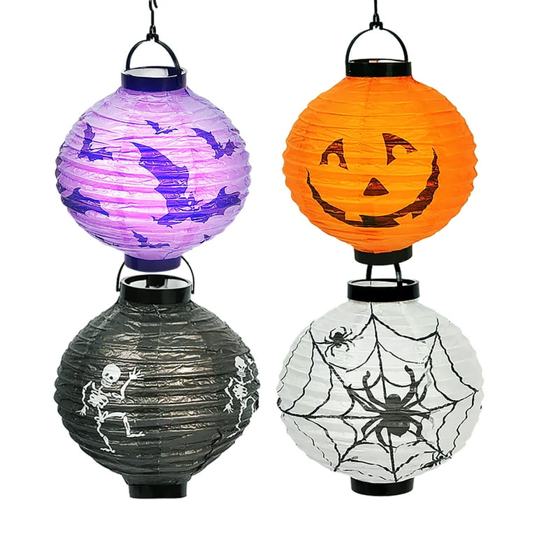 Halloween Battery Operated Lantern, Haunted House Decoration, Pumpkin Field  Layout Paper Lantern