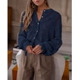thumbnail image 3 of Blusa para Mujer PRETTYGARDEN Manga Larga de Encaje Azul Marino Talla L, 3 of 8