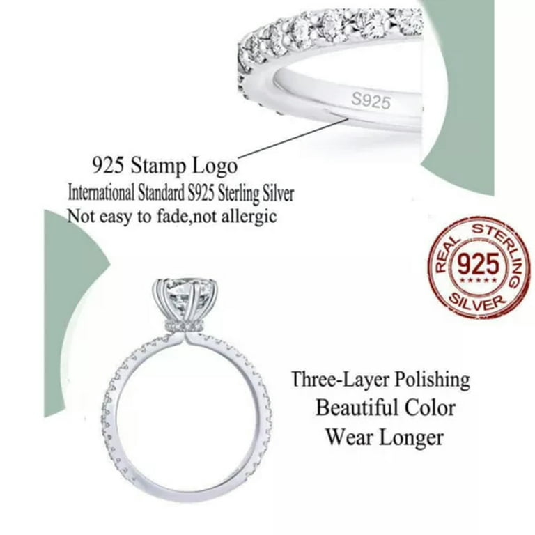 925 Gold S925 Ring Stamp 5A CZ Moissanite Rose Gold Ring 5925 Gold