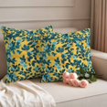 thumbnail image 2 of Pastoral Plant Pillow Covers 2 Pack Blue Flowers Navy Leaf Yellow Background Pillowcase Waterproof Outdoor Throw Pillow Cover for Patio Garden Square Cushion 26”x26”, 2 of 9