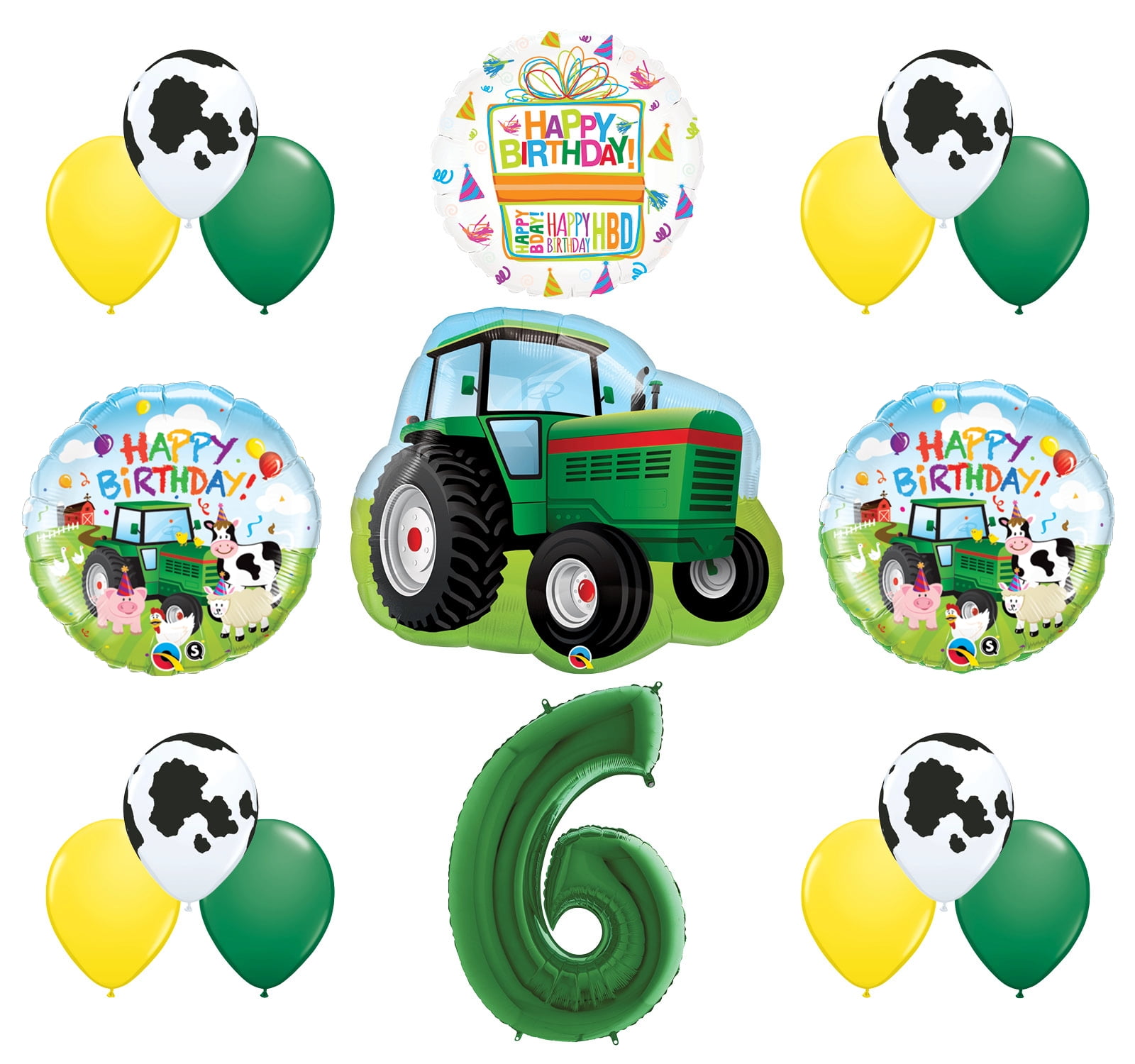 Mayflower Products 6th Birthday Farm Tractor Balloon Bouquet Decorations and Party Supplies