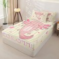 thumbnail image 2 of Erosebridal Sweet Wavy Pattern Zipper Queen Comforter Set with Fitted Sheet and 2 Pillowcases,Axolotl Animal Print Zipper Bedding Set,Pink Pale Yellow,Pink Reversible, 2 of 6