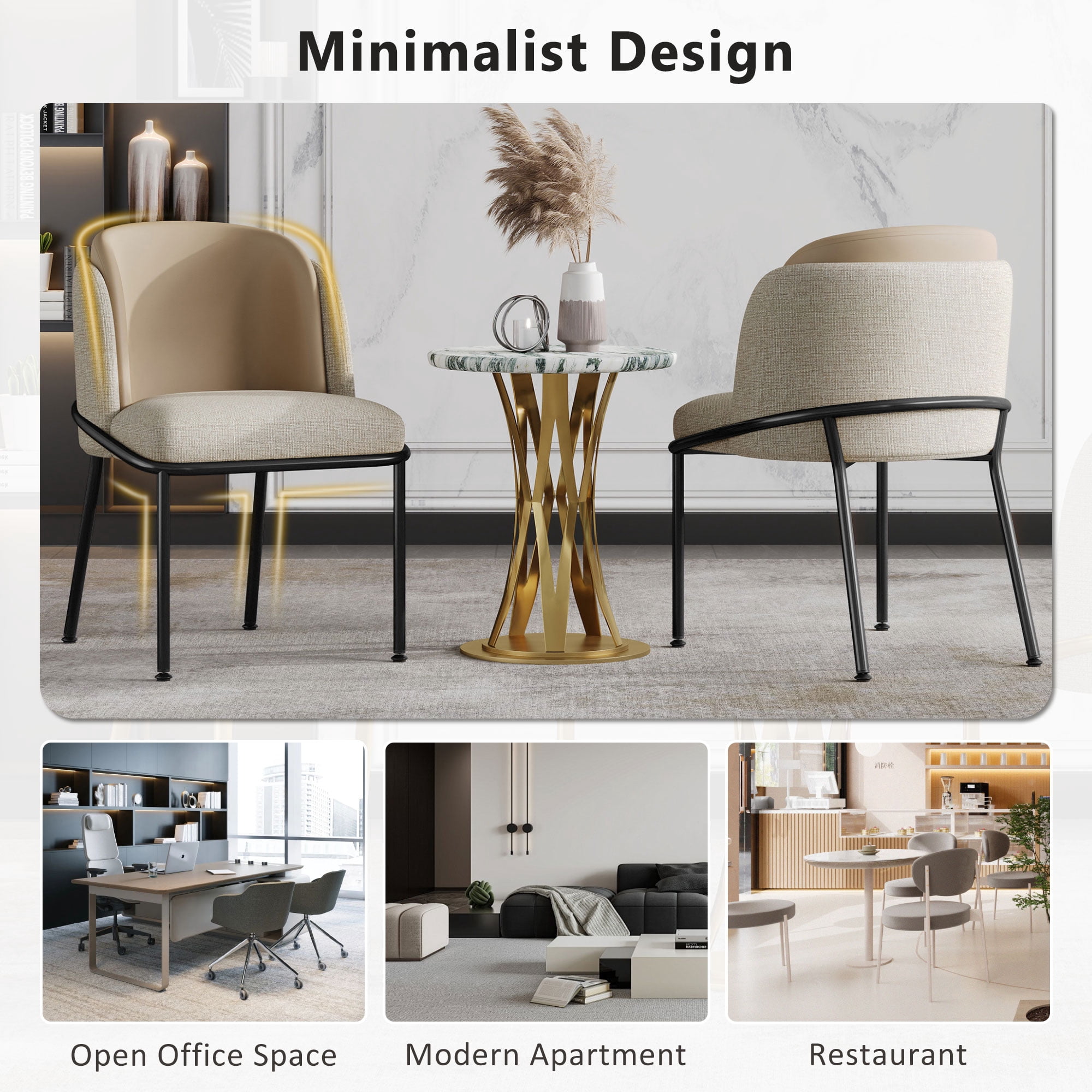 Noble House 2 Modern Chairs with Slanted Legs and Adjustable Feet (Beige)
