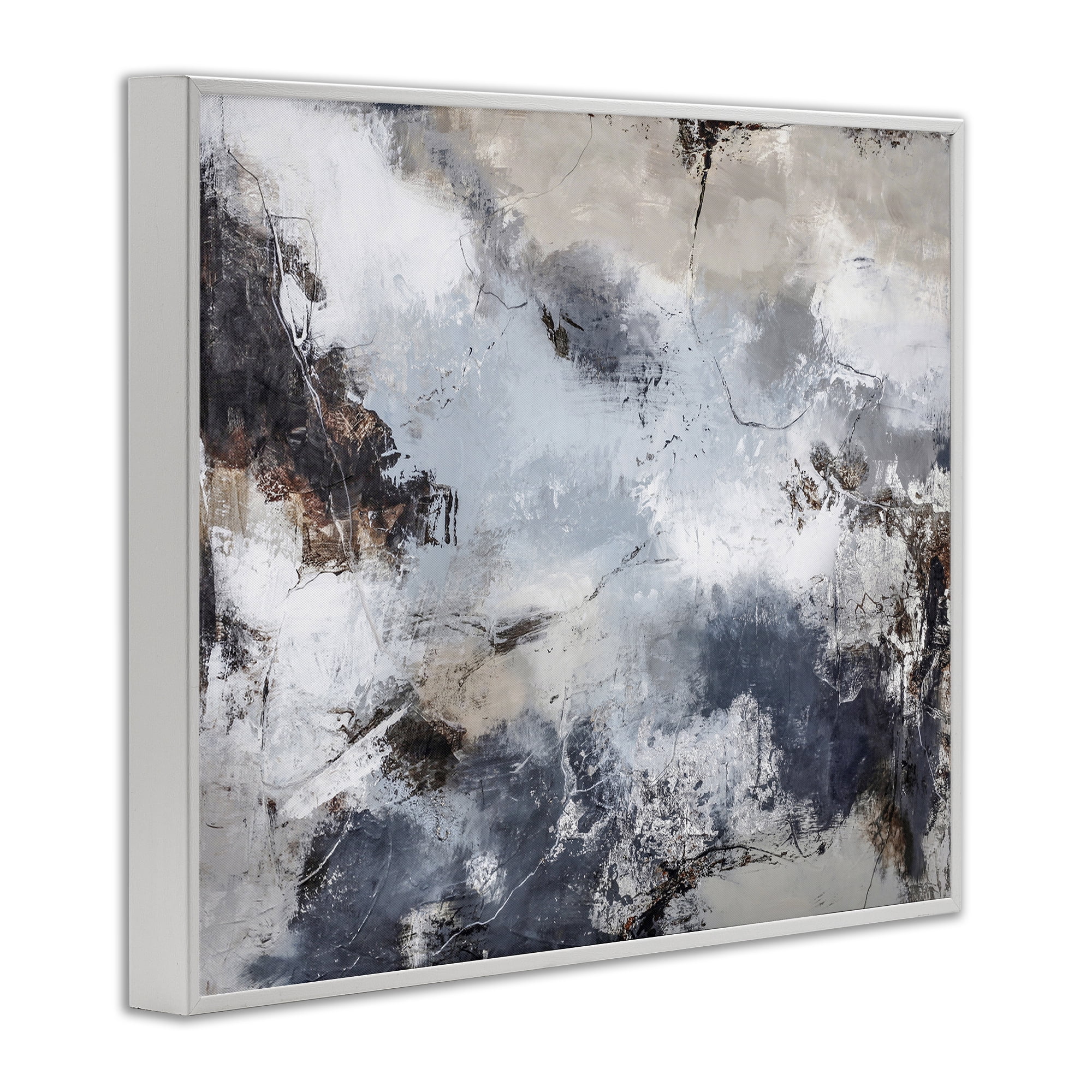 Stupell Industries Grey Organic Abstract Abstract Painting White Framed Art Print Wall Art, 14 x 11