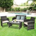 thumbnail image 4 of Costway Juego de Muebles de Patio de Mimbre PE Tejido a Mano de 4 Piezas con Cojines para Exterior Blanco, 4 of 10