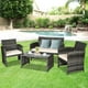 thumbnail image 4 of Costway Juego de Muebles de Patio de Mimbre PE Tejido a Mano de 4 Piezas con Cojines para Exterior Blanco, 4 of 10