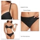 thumbnail image 5 of Traje de baño para mujer, traje de baño de dos piezas con tirantes finos, Color puro, fruncido, transpirable, con aros, acolchado, Bikini, traje de baño negro S, 5 of 6