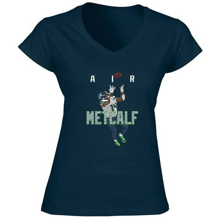 NAVY DK Metcalf Seahawks AIR LADIES V-NECK T-shirt ADULT