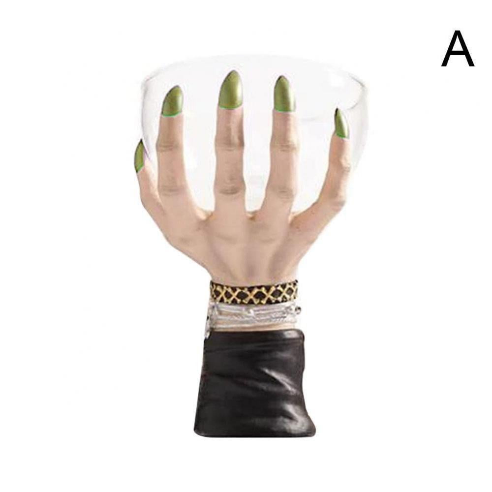 Resin Ornament Halloween Decoration 2021 Dish Holder for Candy Biscuit Dessert Snack Witch Hands Snack Bowl Stand Witch Hand Candle Holder Halloween Decor Witch Hand Pedestal