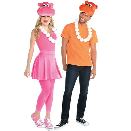 Party City Pink and Orange Hippo Halloween Costume Accessory Kit for Adults, Hungry Hungry Hippos, Standard Size