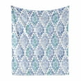 thumbnail image 1 of Watercolor Soft Flannel Fleece Blanket, Old Fashioned Floral Motifs Traditional Moroccan Elements Classical, Cozy Plush for Indoor and Outdoor Use, 70" x 90", Sea Green Violet Blue, by Ambesonne, 1 of 6
