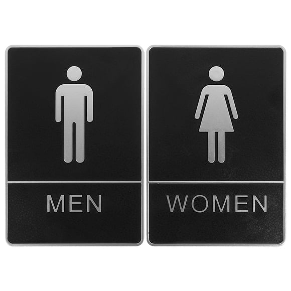 MOVTOTOP 2pcs Self-adhesive Toilet Sign Plastic Restroom Door Sign Men Women Toilet Sign Board