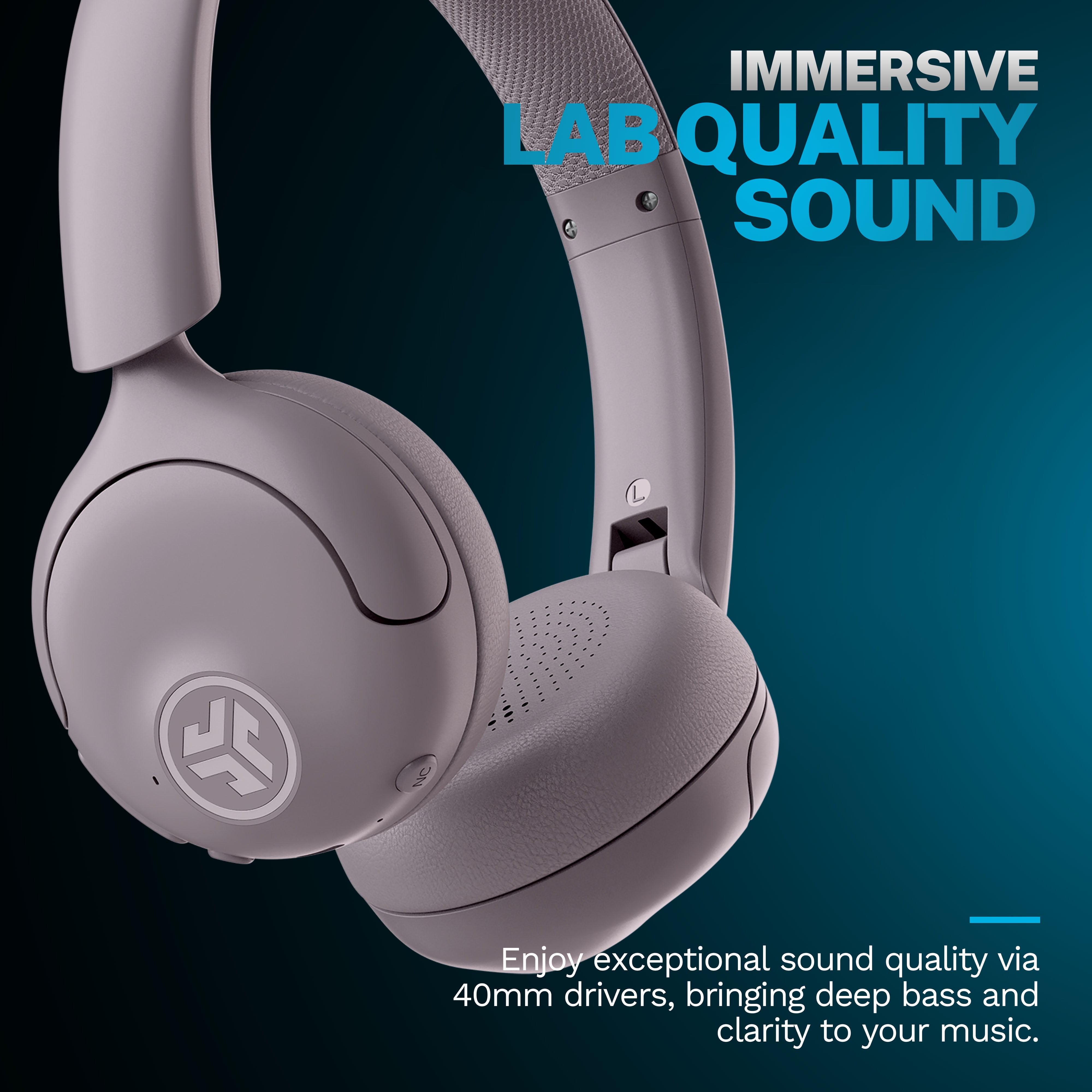 JLab GO Lux ANCHeadphones, On Ear, 70+ Hour Bluetooth Playtime, Mauve