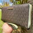 thumbnail image 7 of Michael Kors Jet Set Travel Large Continental Wallet Mk Brown Green Light Sage, 7 of 7