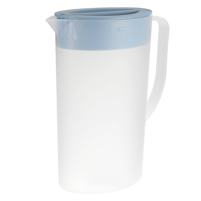 EeaseMX Hervidor de agua de plástico de 1,6 l, resistente al calor, para agua fría y jugo, con tapa (azul)