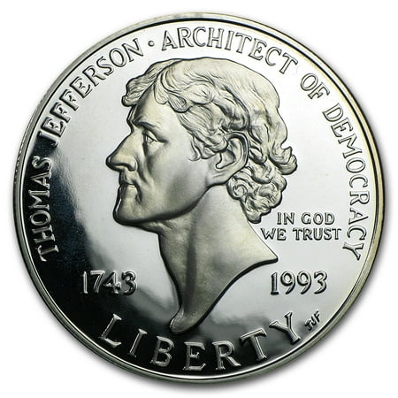 1993-S Jefferson 250th Ann. $1 Silver Commem Proof (Capsule Only)