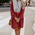 thumbnail image 1 of Winter Plus Size Fall Sweaters for Women Womens Winter Coat Loose Wool Jacket Long Sleeved Jumper With Pockets Red XXL, 1 of 6